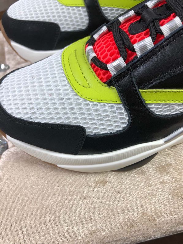 Dior B22 Leather And Mesh Trainers In Black And Red