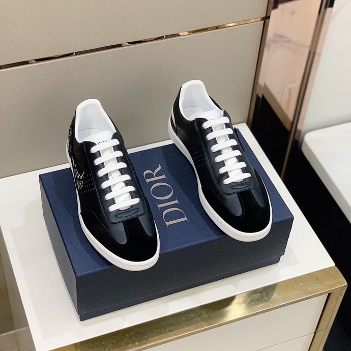 Dior B27 Sneakers Smooth Calfskin Beige And Black Oblique