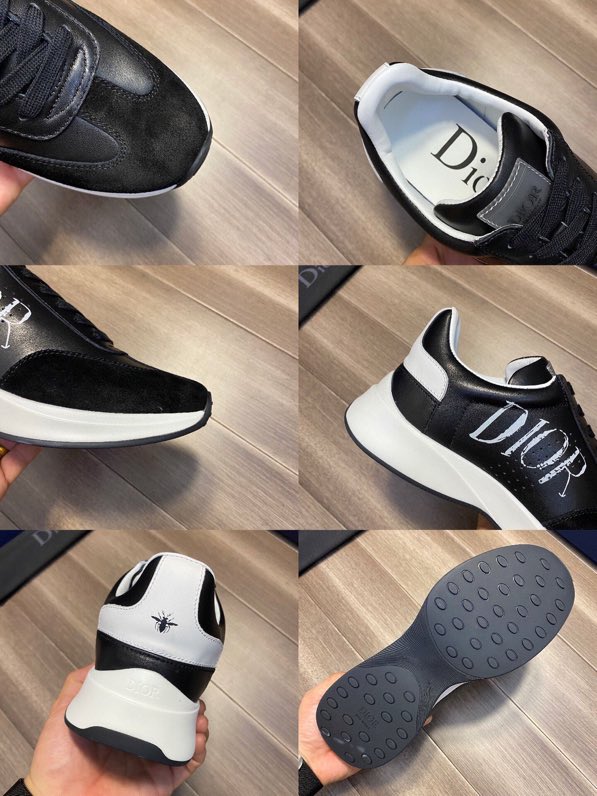 DIOR HOMME Black Bee leather suede trim trainer Graphic Print sneaker