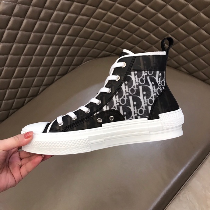 Dior Men's B23 High-Top Sneakers Oblique Coated Canvas and PVC Black