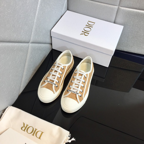 DIOR - Walk'N'Dior Platform Sneaker Natural Raffia-Effect Cotton Embroidered With Dior Oblique Motif