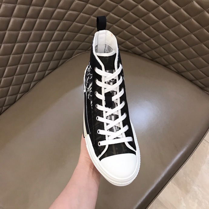 Dior Men's B23 High-Top Sneakers Oblique Coated Canvas and PVC Black