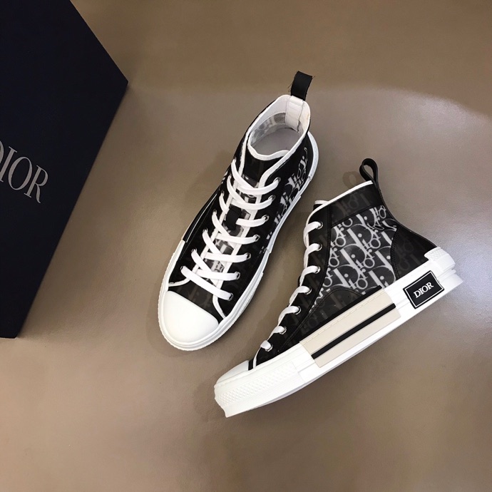 Dior Men's B23 High-Top Sneakers Oblique Coated Canvas and PVC Black
