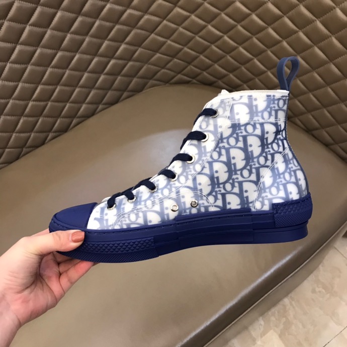DIOR B23 HIGH-TOP SNEAKER IN BLUE DIOR OBLIQUE