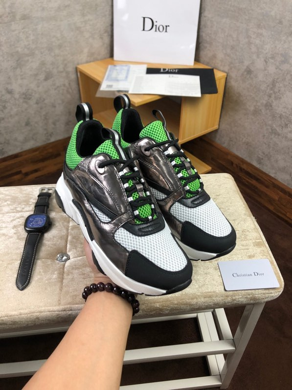 Dior Homme White and Green B22 Sneakers
