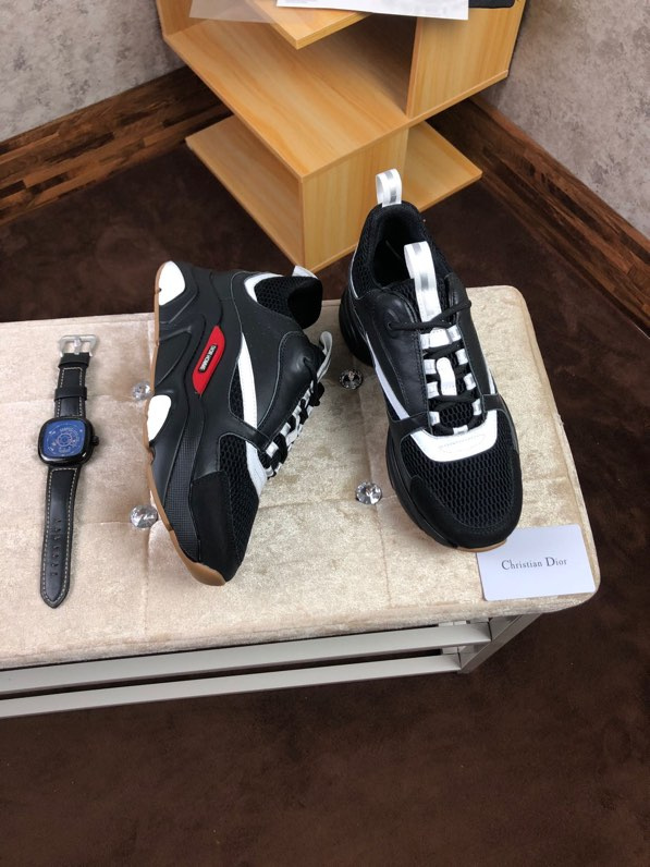 Dior B22 Sneaker in black technical knit and black and white calfskin