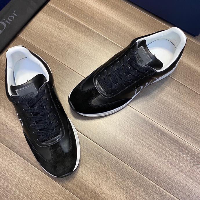 DIOR HOMME Black Bee leather suede trim trainer Graphic Print sneaker