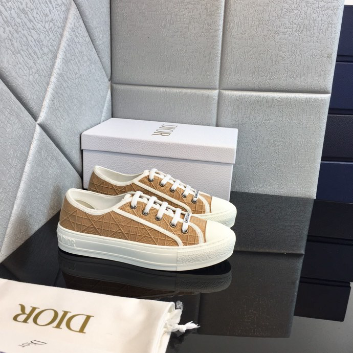 DIOR - Walk'N'Dior Platform Sneaker Natural Raffia-Effect Cotton Embroidered With Dior Oblique Motif