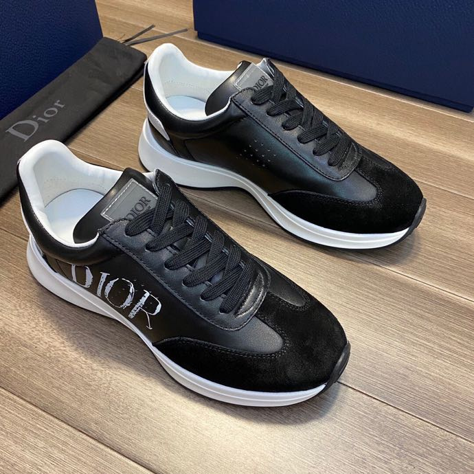 DIOR HOMME Black Bee leather suede trim trainer Graphic Print sneaker