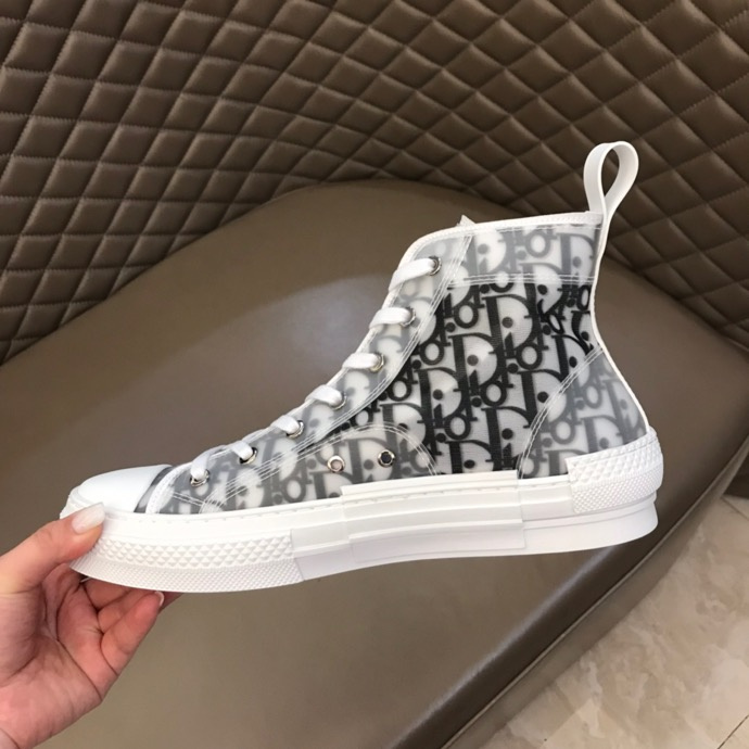 DIOR Kids - Kids' B23 High-Top Sneaker White And Black Dior Oblique Technical Canvas