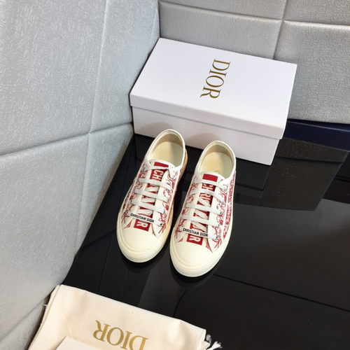 Walk’n’dior Sneaker In Burgundy Dior Embroidered Cotton Shoes