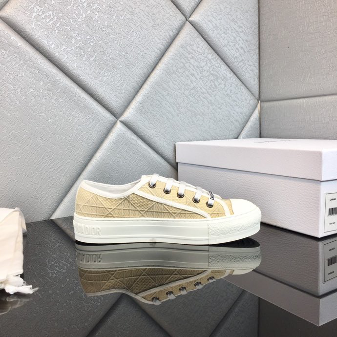 DIOR - Walk'N'Dior Platform Sneaker Natural Raffia-Effect Cotton Embroidered With Dior Oblique Motif -