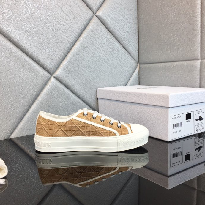 DIOR - Walk'N'Dior Platform Sneaker Natural Raffia-Effect Cotton Embroidered With Dior Oblique Motif