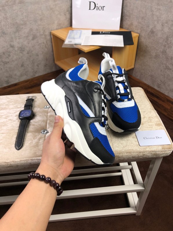 Dior B22 Sneaker in black technical knit black with blue