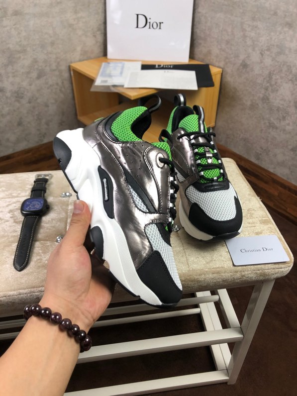 Dior Homme White and Green B22 Sneakers