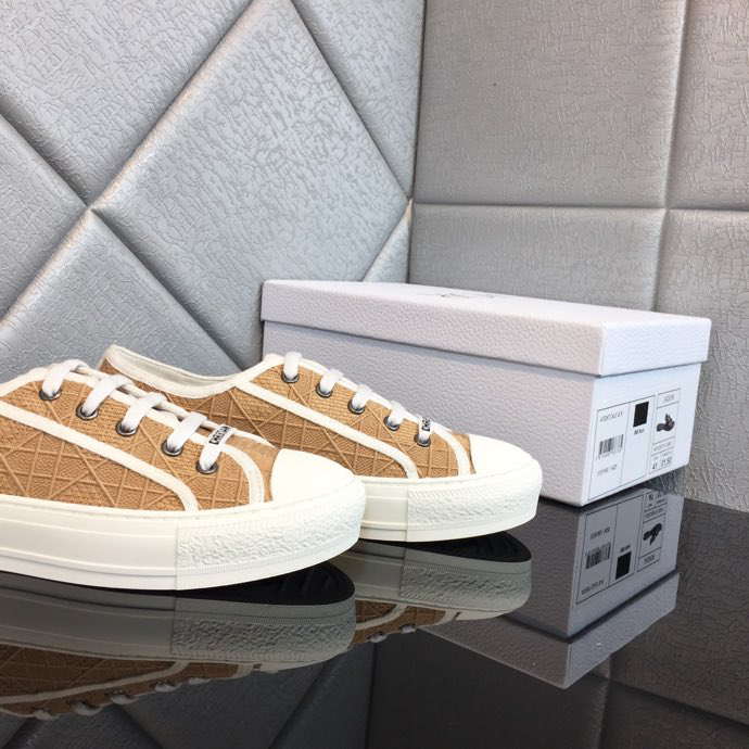 DIOR - Walk'N'Dior Platform Sneaker Natural Raffia-Effect Cotton Embroidered With Dior Oblique Motif