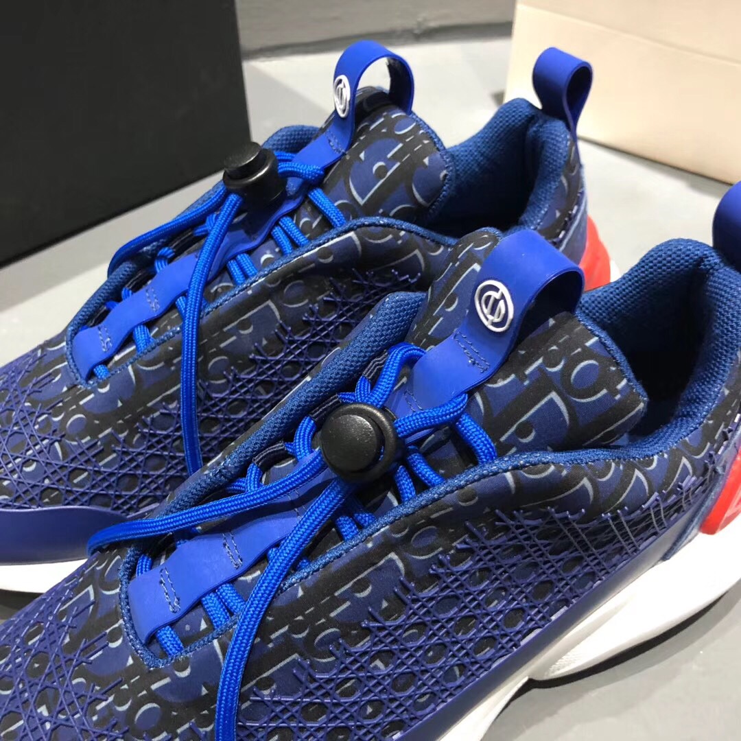 Dior Homme Cannage Motif Men’s B24 Blue Pink Logo Athletic Shoes