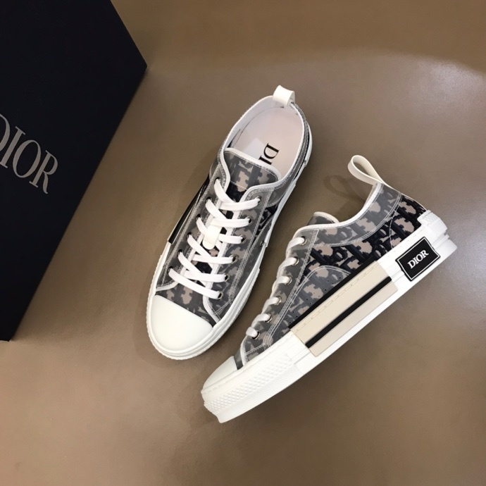 Dior B23 Oblique Low Top Sneakers Safari Canvas White Navy