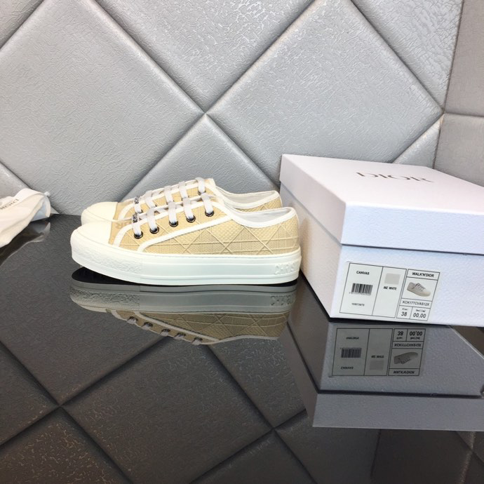 DIOR - Walk'N'Dior Platform Sneaker Natural Raffia-Effect Cotton Embroidered With Dior Oblique Motif -