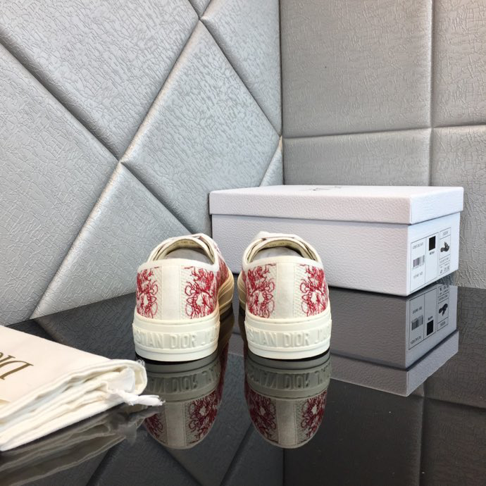 Walk’n’dior Sneaker In Burgundy Dior Embroidered Cotton Shoes