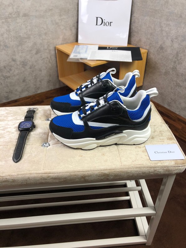 Dior B22 Sneaker in black technical knit black with blue