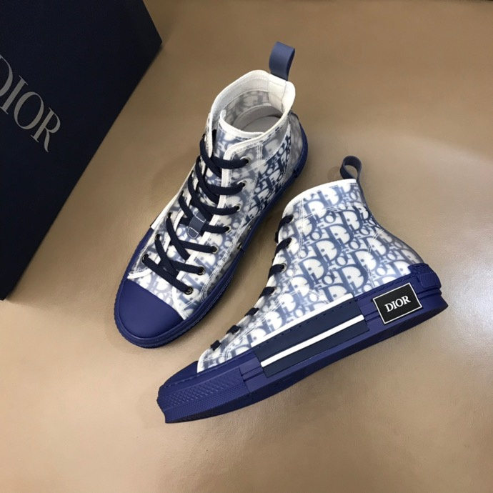 DIOR B23 HIGH-TOP SNEAKER IN BLUE DIOR OBLIQUE