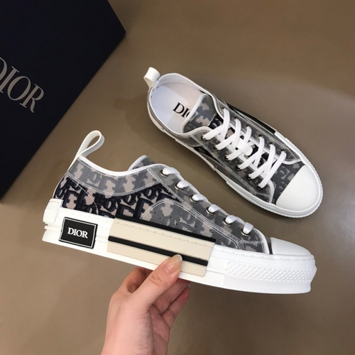 Dior B23 Oblique Low Top Sneakers Safari Canvas White Navy