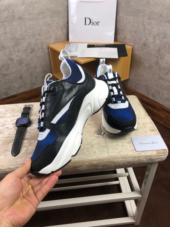 Dior B22 Sneaker in black technical knit black with blue