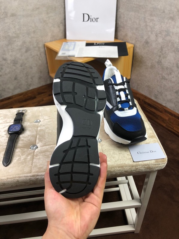 Dior B22 Sneaker in black technical knit black with blue