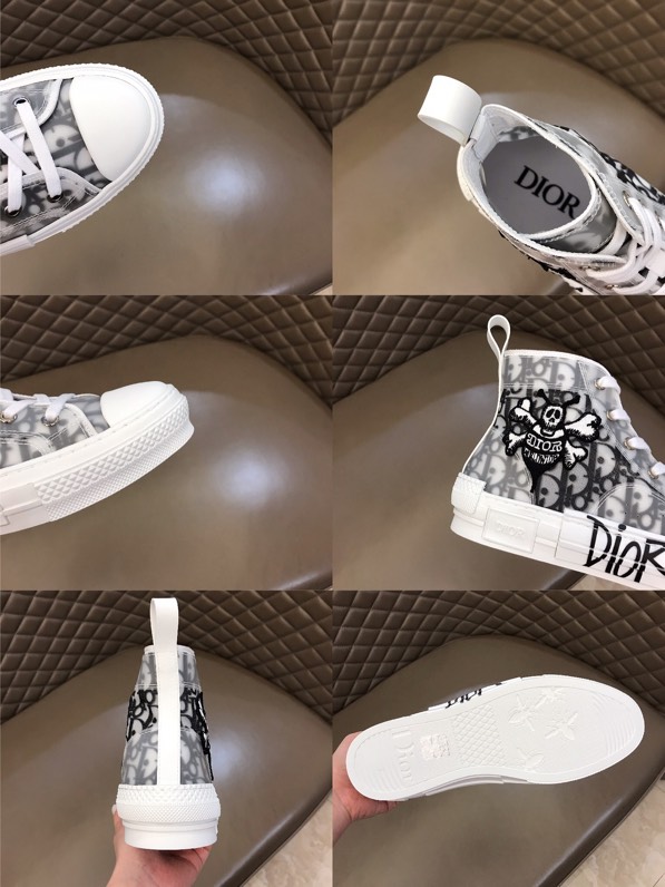 DIOR Kids - Kids' B23 High-Top Sneaker White And Black Dior Oblique Technical Canvas