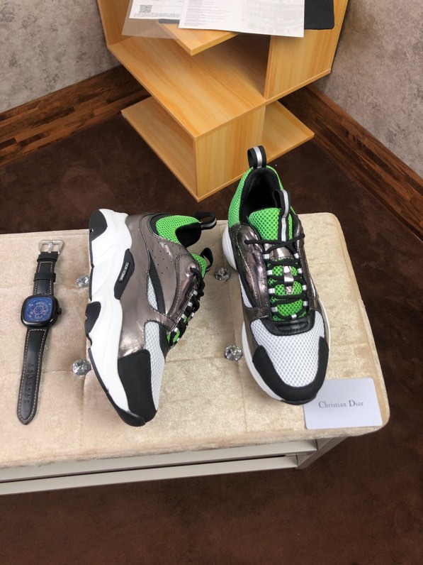 Dior Homme White and Green B22 Sneakers