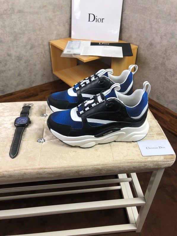 Dior B22 Sneaker in black technical knit black with blue