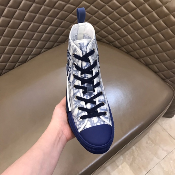 DIOR B23 HIGH-TOP SNEAKER IN BLUE DIOR OBLIQUE