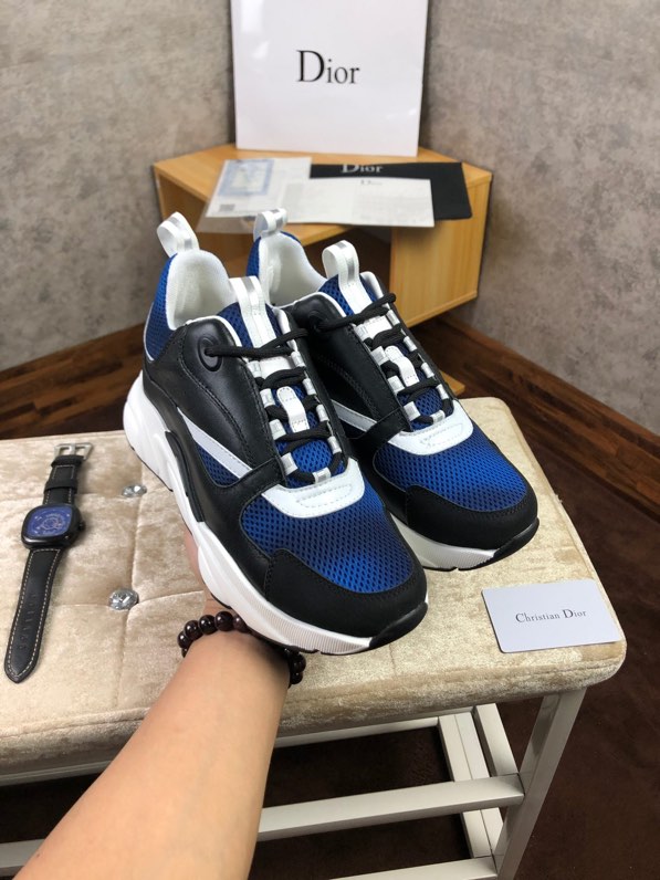 Dior B22 Sneaker in black technical knit black with blue