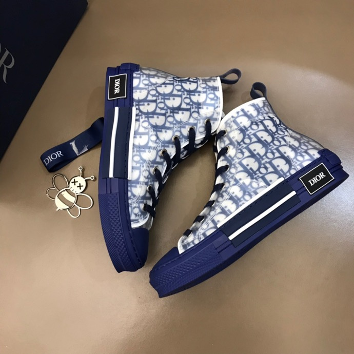 DIOR B23 HIGH-TOP SNEAKER IN BLUE DIOR OBLIQUE