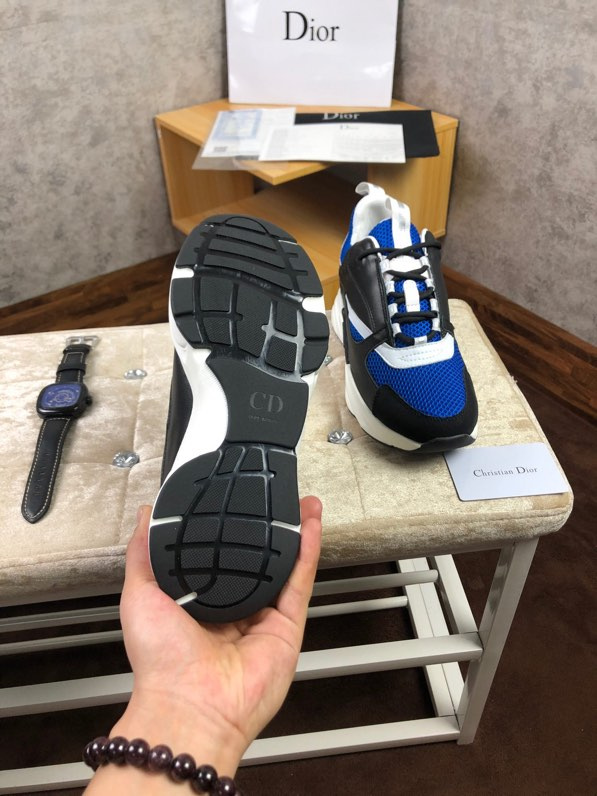 Dior B22 Sneaker in black technical knit black with blue