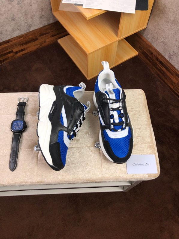 Dior B22 Sneaker in black technical knit black with blue