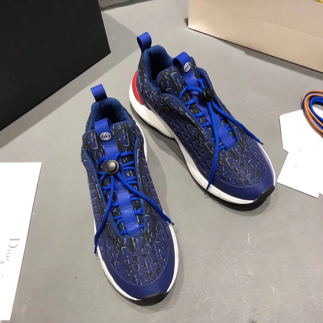 Dior Homme Cannage Motif Men’s B24 Blue Pink Logo Athletic Shoes