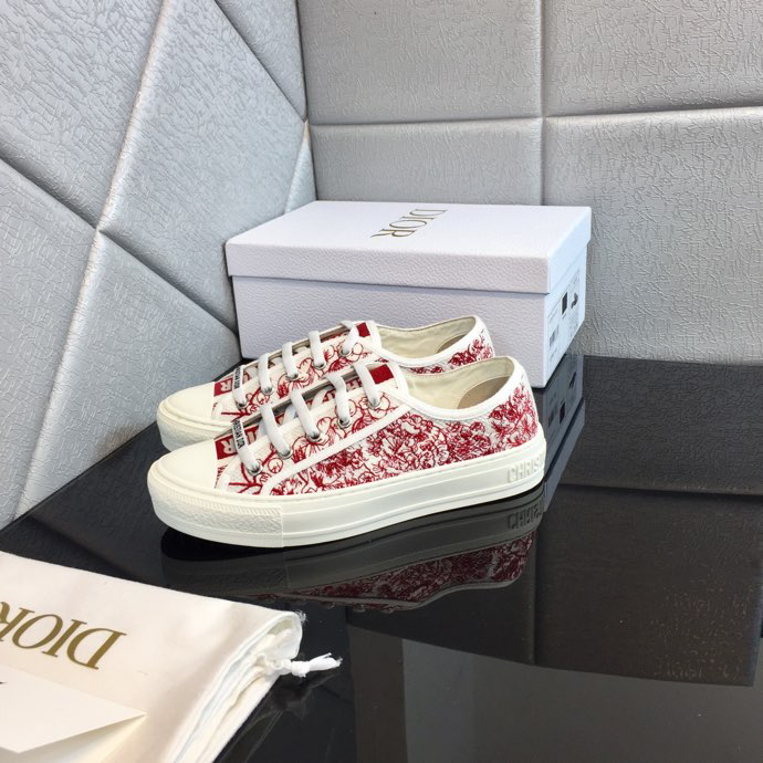 Walk’n’dior Sneaker In Burgundy Dior Embroidered Cotton Shoes