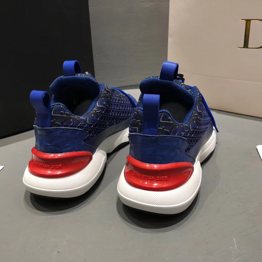 Dior Homme Cannage Motif Men’s B24 Blue Pink Logo Athletic Shoes