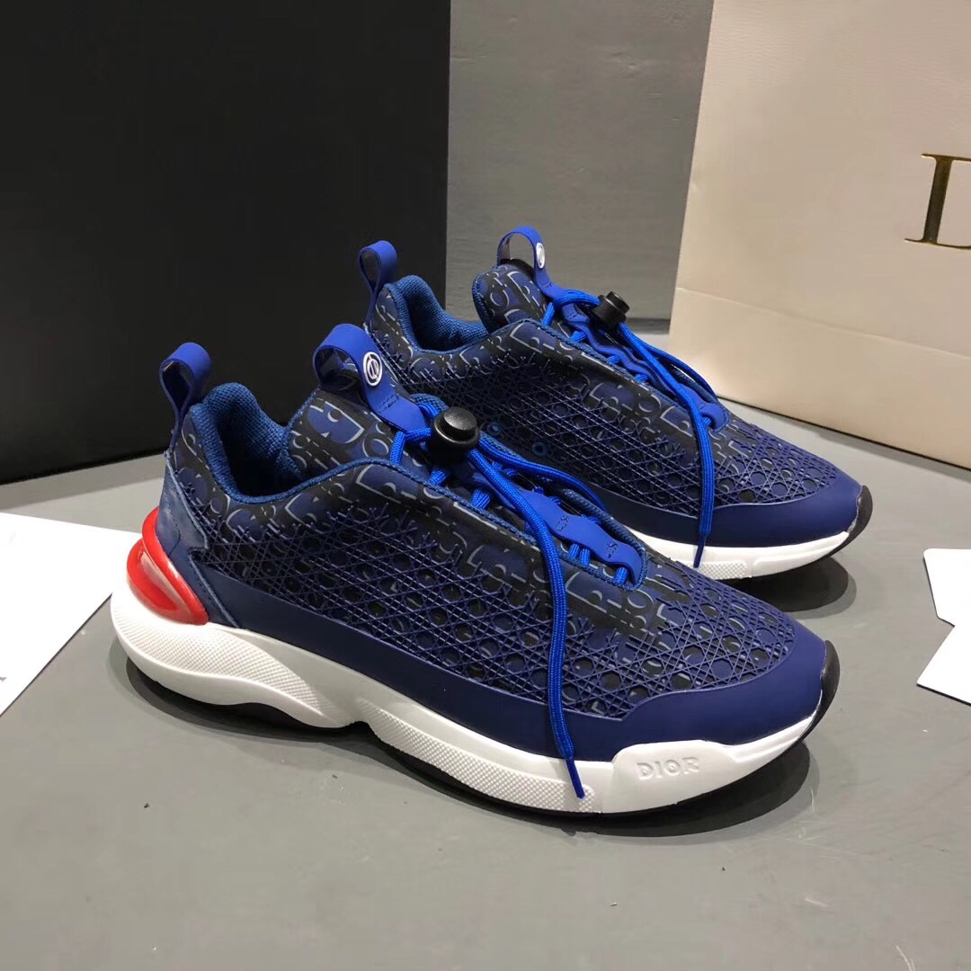 Dior Homme Cannage Motif Men’s B24 Blue Pink Logo Athletic Shoes