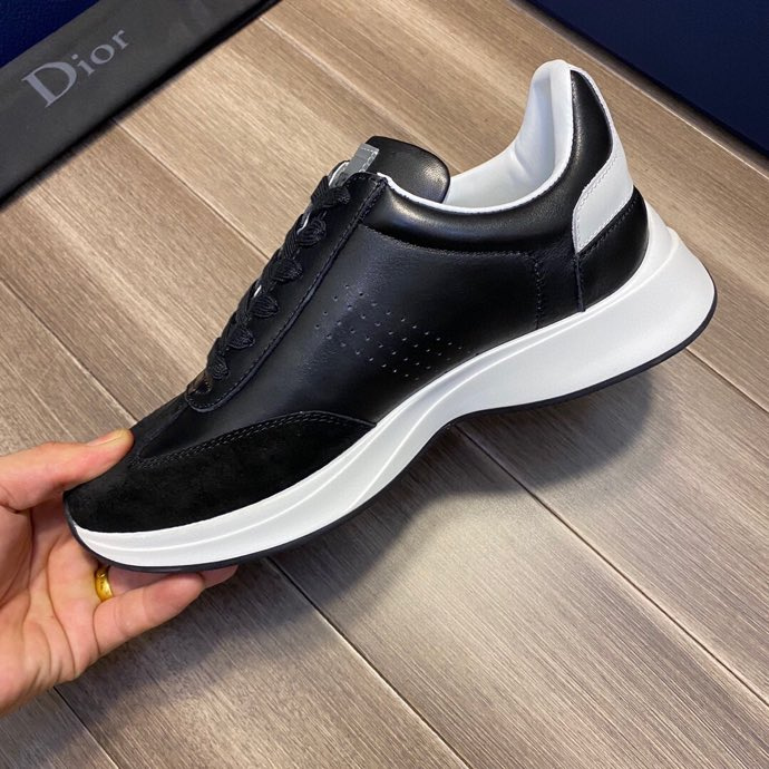 DIOR HOMME Black Bee leather suede trim trainer Graphic Print sneaker