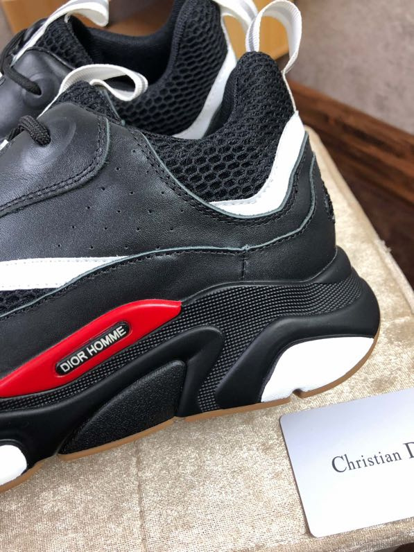 Dior B22 Sneaker in black technical knit and black and white calfskin