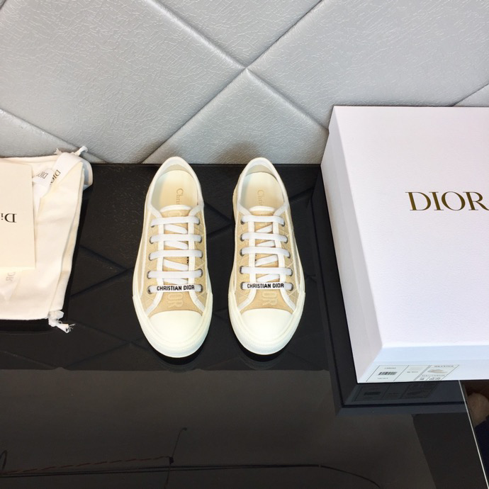 DIOR - Walk'N'Dior Platform Sneaker Natural Raffia-Effect Cotton Embroidered With Dior Oblique Motif -