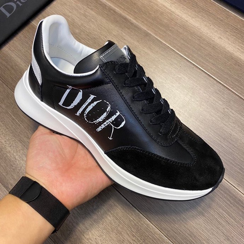 DIOR HOMME Black Bee leather suede trim trainer Graphic Print sneaker