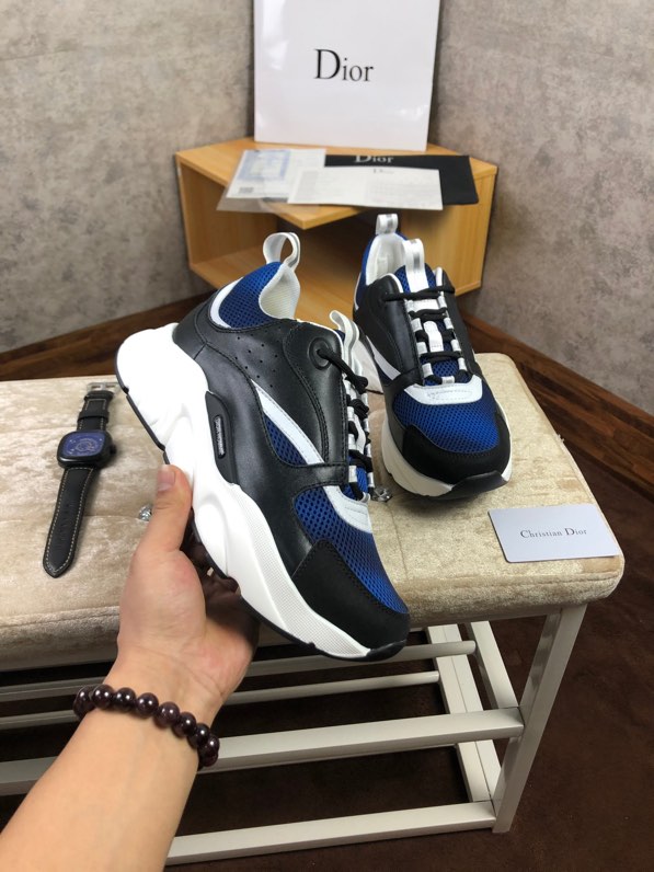 Dior B22 Sneaker in black technical knit black with blue