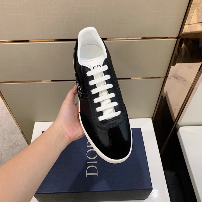 Dior B27 Sneakers Smooth Calfskin Beige And Black Oblique