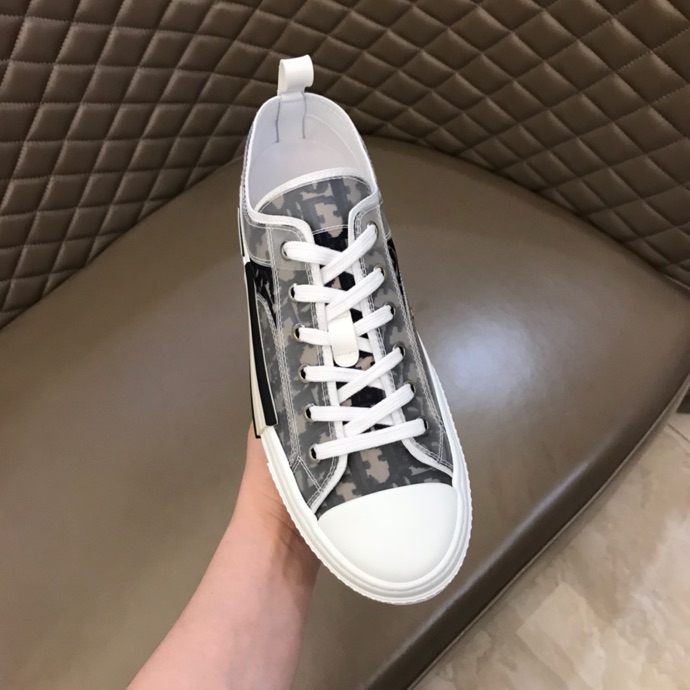 Dior B23 Oblique Low Top Sneakers Safari Canvas White Navy