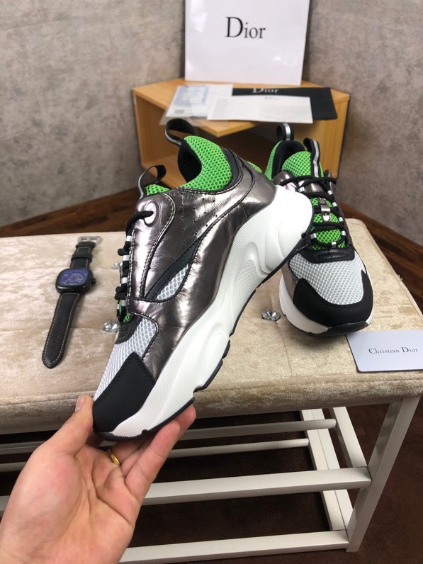 Dior Homme White and Green B22 Sneakers