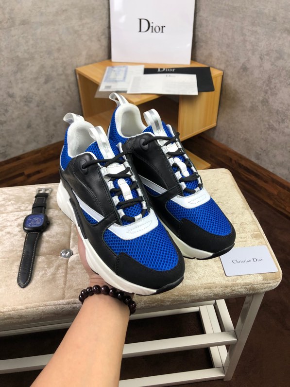 Dior B22 Sneaker in black technical knit black with blue